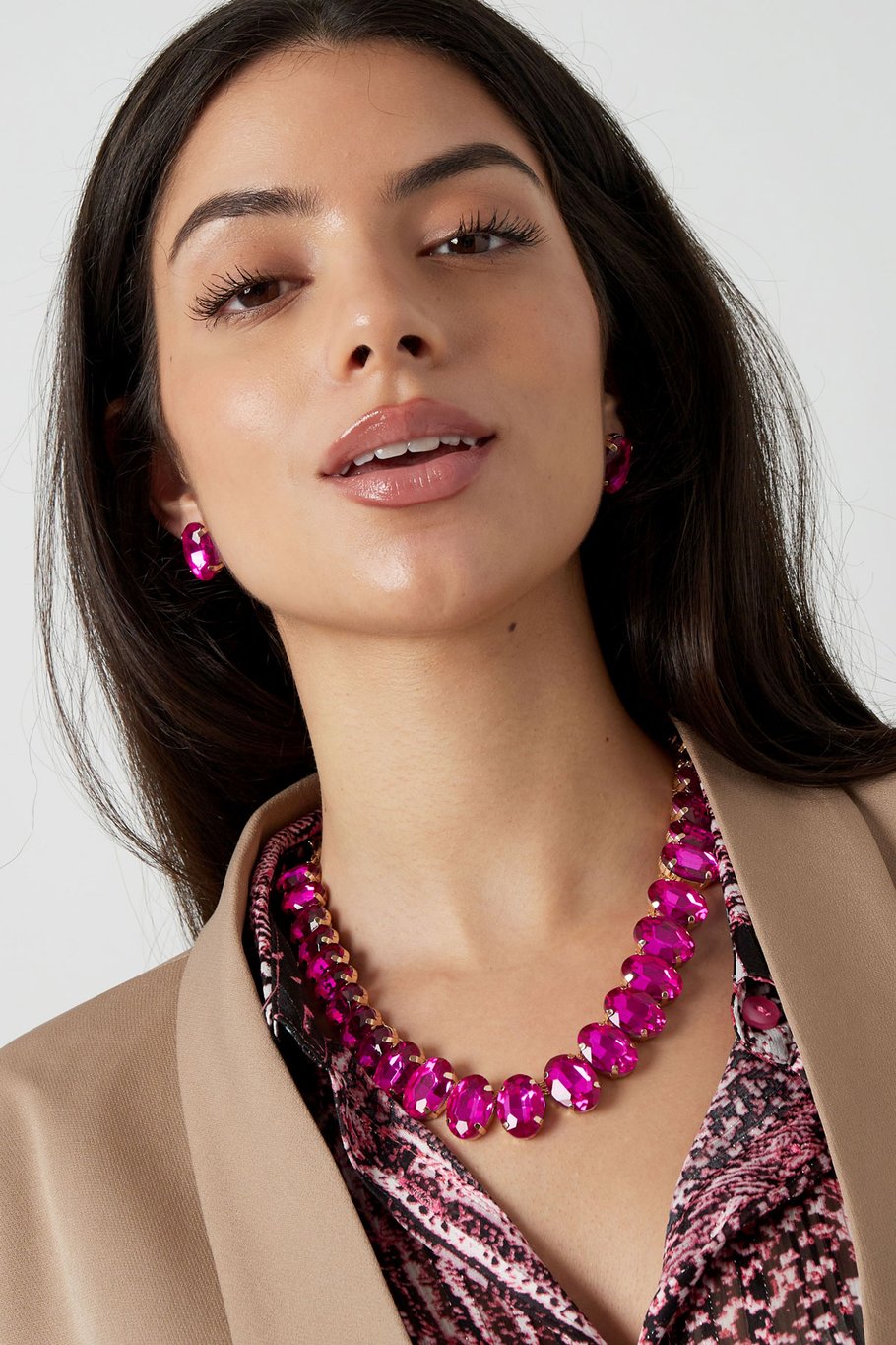 Collar perlas ovaladas grandes - beige Imagen3